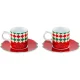 Bialetti Tricolore Espresso Cup and Saucer Set, 2 Pieces, 80 ml