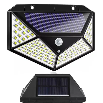 Solarinė LED lempa su judesio ir sutemų jutikliu, 100 LED