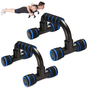 Push-up bars for training, ergonomic, max load 200 kg, blue