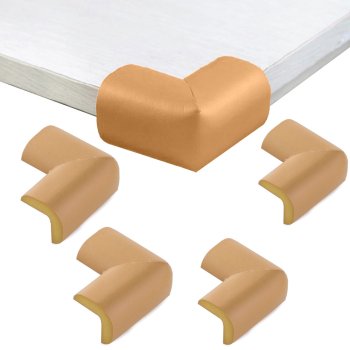 Foam Corner Protectors for Furniture, Child Safety Guards, 4 Pack, Brown