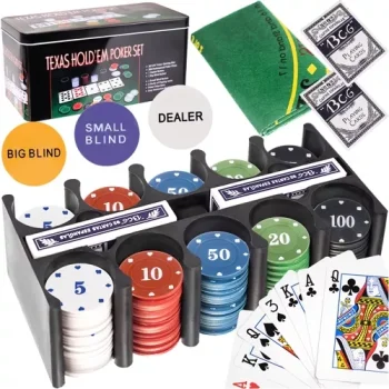 Malatec Texas Poker Set with 200 Chips in Metal Tin