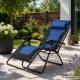 Gravity Folding Garden Lounger with Soft Cushion, Navy Blue & Black