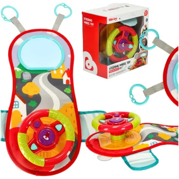 Interactive steering wheel with mirror and play mat for car, Bibi-inn
