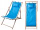 Folding Wooden Beach and Garden Sun Lounger with Cushion, Blue