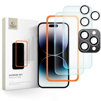 Tech-Protect Supreme Set Tempered Glass for iPhone 16 Pro, Transparent (3 pcs.)
