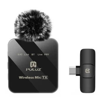 Wireless Lavalier Microphone Puluz PU648B, USB-C, Black