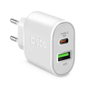 Sbs TETRPD20W 20W USB-A and USB-C Wall Charger PD, White
