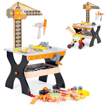 Ecotoys Wooden Tool Bench for Kids, 76 Pieces