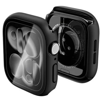 Apsauginis dėklas Spigen Thin Fit 360 Apple Watch 46mm su 9H stiklu, juodas