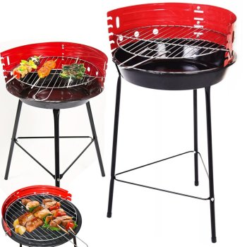 Charcoal round grill for garden and camping, portable, 32 cm