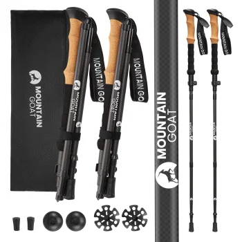 MOUNTAIN GOAT ACTIVE Carbon Trekking Poles 110-130 cm, Black