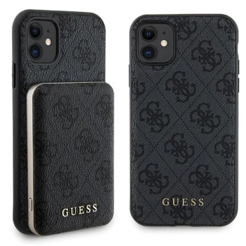 Apple iPhone 11 6.1'' Guess 4G Metal Logo + 5000mAh MagSafe Power Bank Case Cover, Black