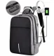 Waterproof anti-theft laptop backpack with USB A, grey-black