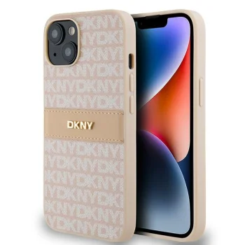 DKNY iPhone 15 / 14 / 13 Case Mono Stripe & Metal Logo, Pink
