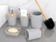 Bathroom Accessory Set, 6 Pieces, Grey/Bamboo
