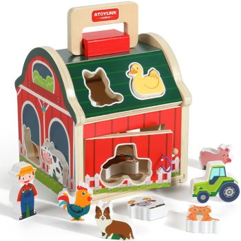 Attīstošais koka formu šķirotājs Ferma ar dzīvniekiem
