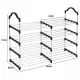 Metal Shoe Rack, 4 Tiers, 86x26x73 cm, Black/Silver