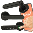 Elektroniskā durvju slēdzene ar kodu, pirkstu nospiedumu un Bluetooth, melna