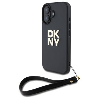 DKNY DKHCP16SPBSWSK iPhone 16 6.1" black/black hardcase Wrist Strap Stock Logo