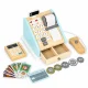 ECOTOYS wooden toy cash register with scanner and payment terminal