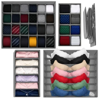 Underwear Drawer Organizers Ruhhy, 4 Pcs Set, Grey