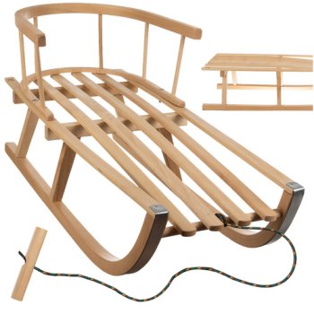 Wooden Sled for Kids with Removable Backrest Kruzzel 25217