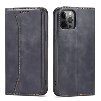 Magnet Wallet Case for iPhone 12 Pro Max with Card Holder, Black