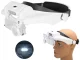 Headband Magnifier with 3 LED Lights and Interchangeable Lenses, 1.5x - 11.5x, Black/White