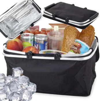 Foldable Thermal Picnic Basket, Black