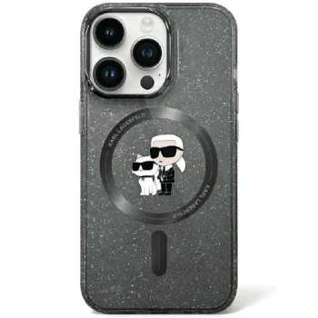 Karl Lagerfeld iPhone 11 / XR Case Karl & Choupette Glitter MagSafe, Black