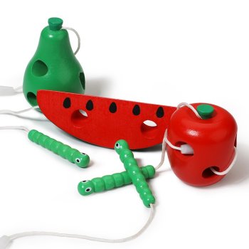 Wooden Fruit Lacing Toy with Worms Jhtoy-602