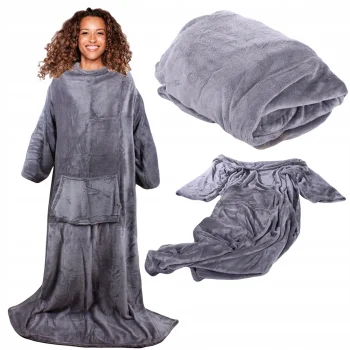 Oversized Warm Sweatshirt Blanket with Sleeves and Pocket for Men and Women