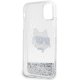 Karl Lagerfeld iPhone 11 / XR vāciņš Liquid Glitter Choupette Head, sudraba