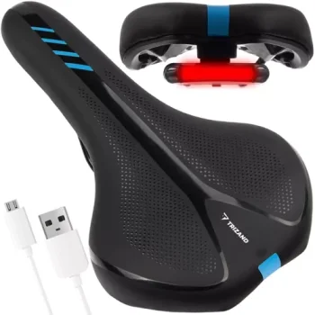 Trizand 22220 Ergonomic Bicycle Saddle with Ventilation and USB Light, Black