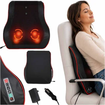 Heated Massage Pillow for Neck and Back with Car Adapter, 24 W