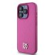 DKNY iPhone 15 Pro Case Leather Monogram Pattern Metal Logo MagSafe, Pink