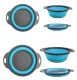Foldable Kitchen Silicone Colander Collapsible Fruit Vegetable Washing Basket Strainer, Set of 2 pcs, Blue