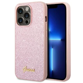 Guess iPhone 14 Pro Max Case Glitter Script, Pink