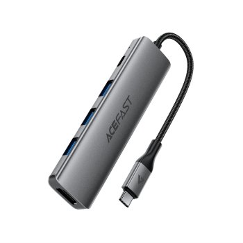 Acefast J16 5-in-1 USB-C Hub with HDMI 4K 60Hz and PD 90W, Gray