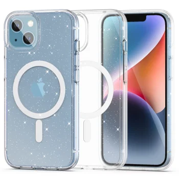 Tech-Protect iPhone 13 / 14 Case FlexAir Hybrid MagSafe, Clear Glitter