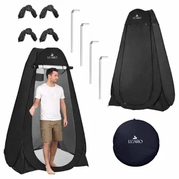 LUARO Pop-up Shower, Changing Room and WC Tent, Black
