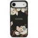 Guess Grained Flowers Classic Logo MagSafe Case for iPhone Air, Black