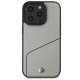 BMW iPhone 16 Pro Case Sign Leather Textured and Line MagSafe, Gray