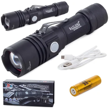 Taktinis žibintuvėlis Bailong W556 CREE XM-L3-U3, USB įkrovimas