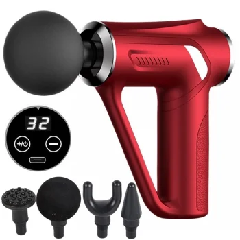 Body Massage Gun, 4 Attachments, 30W, Red