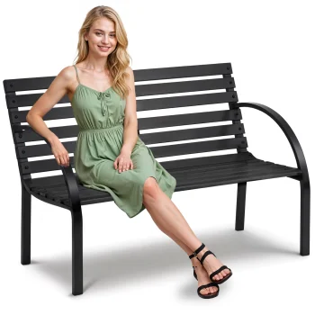 Sofotel Luca Garden Bench with Backrest, 117.5x83x57 cm, Black