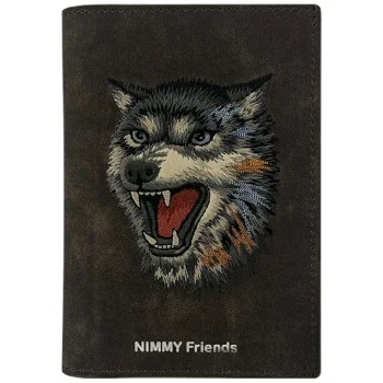 Nimmy Raptor Wolf Passport and Wallet Case Brown