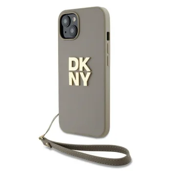DKNY iPhone 15 / 14 / 13 Case Wrist Strap Stock Logo, Beige