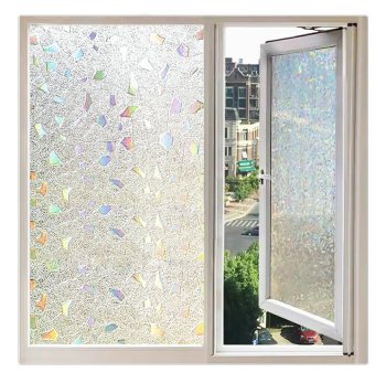 Decorative Self-Adhesive Window Film with Stained Glass Effect, Transparent