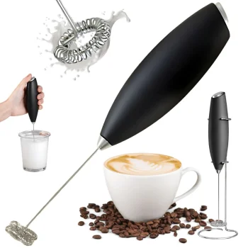 Electric Milk Frother with Stand, Black